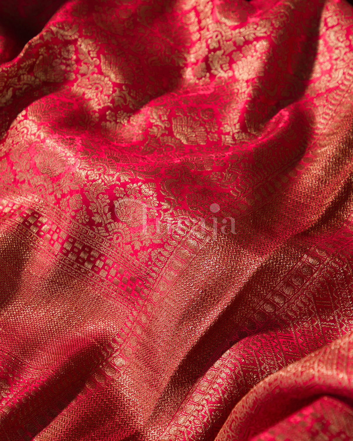 Royal: Red Mysore Crepe Silk Saree