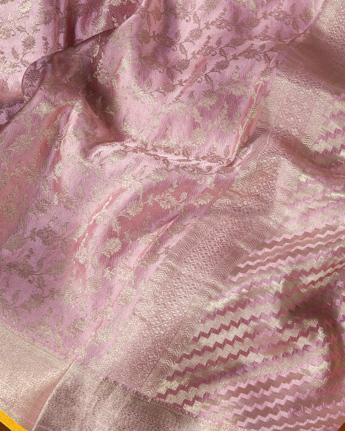Regal Brocade - Pink Mysore Crepe Silk Saree