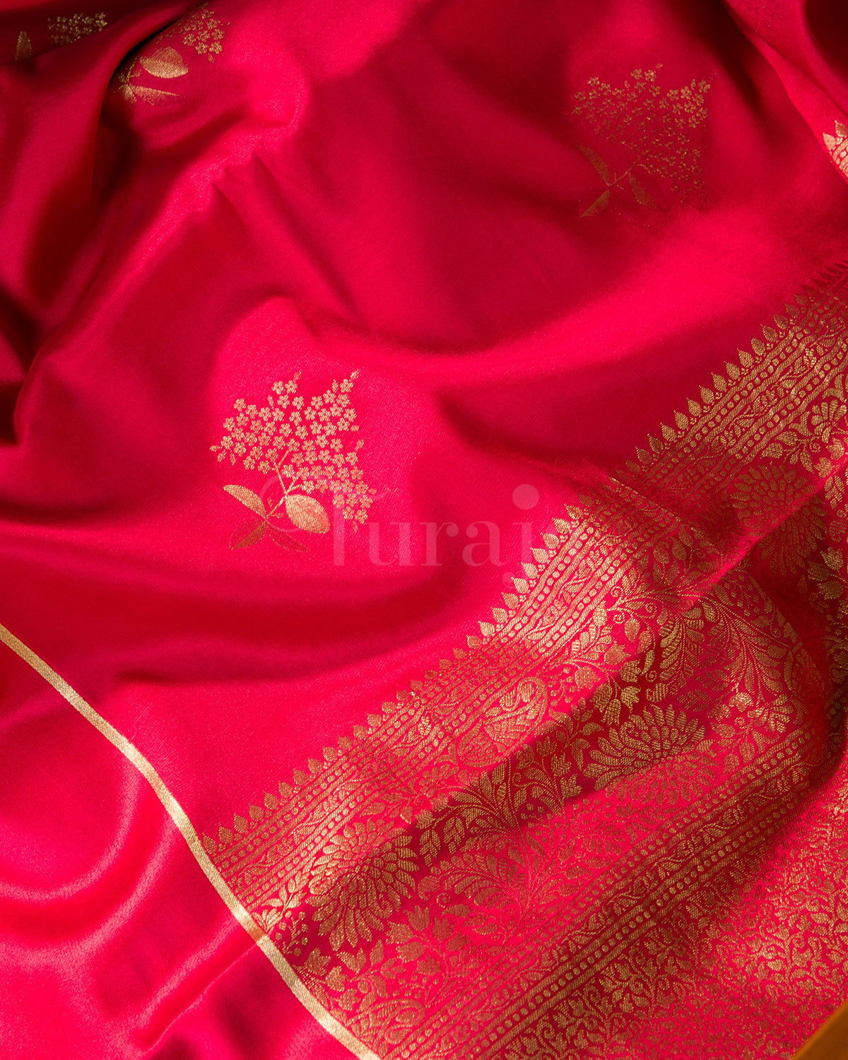 Guldasta - Red Mysore Crepe Silk Saree