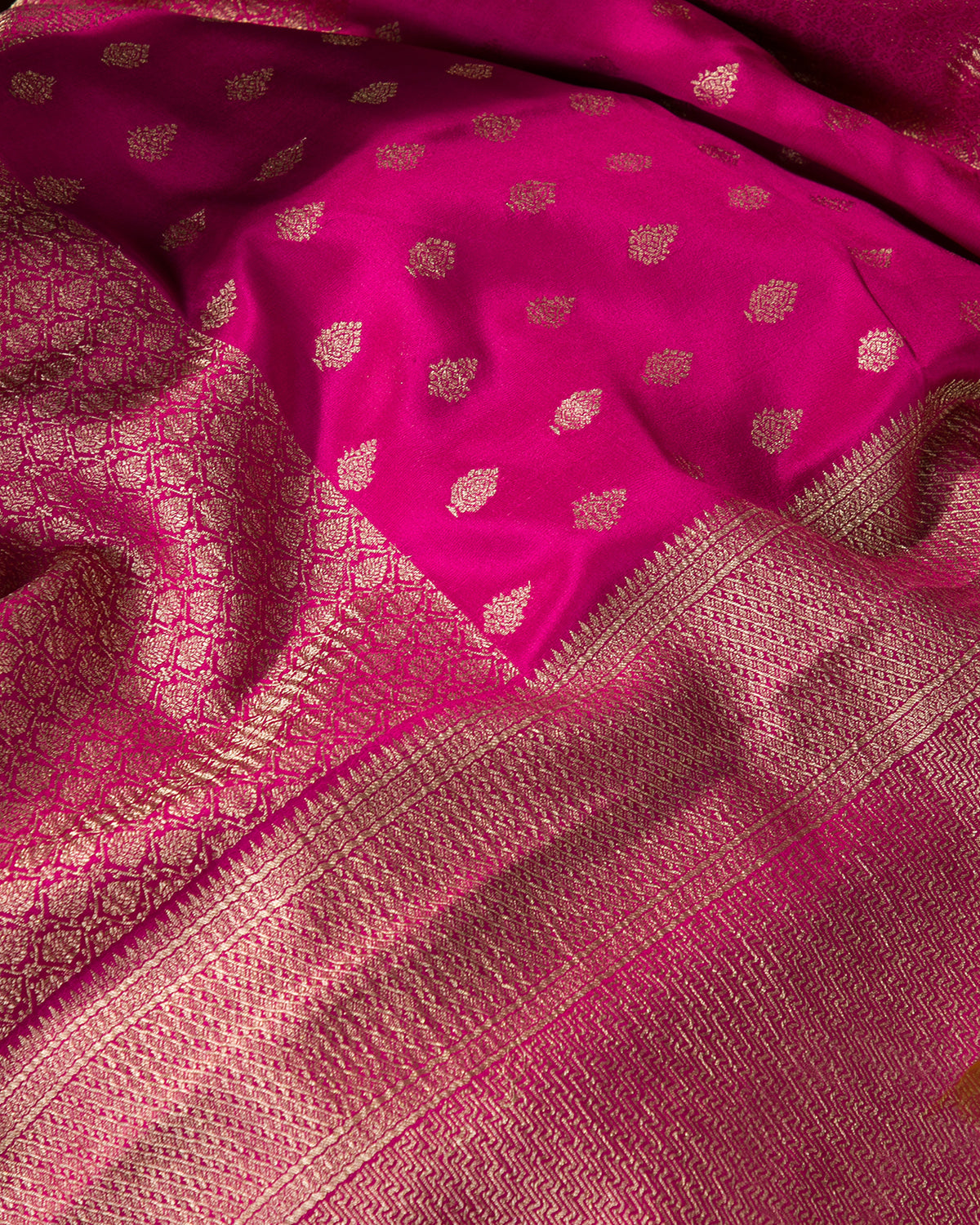 Zari Darbar - Rani Pink Mysore Crepe Silk Saree