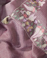 Pastel Tissue Petal Border: Lavender Mysore Crepe Silk Saree