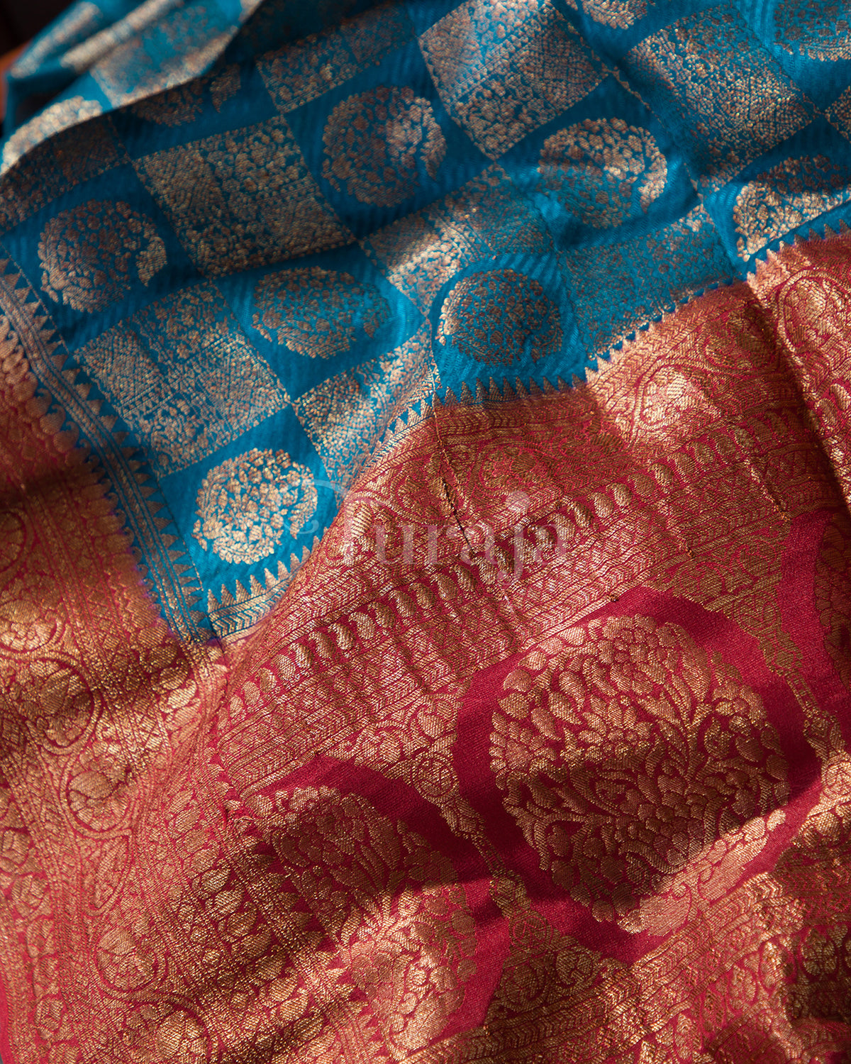 Neelambari: Blue Mysore Crepe Silk Saree