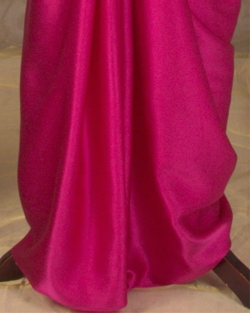 PLAIN SATIN SAREE - BLUSH PINK