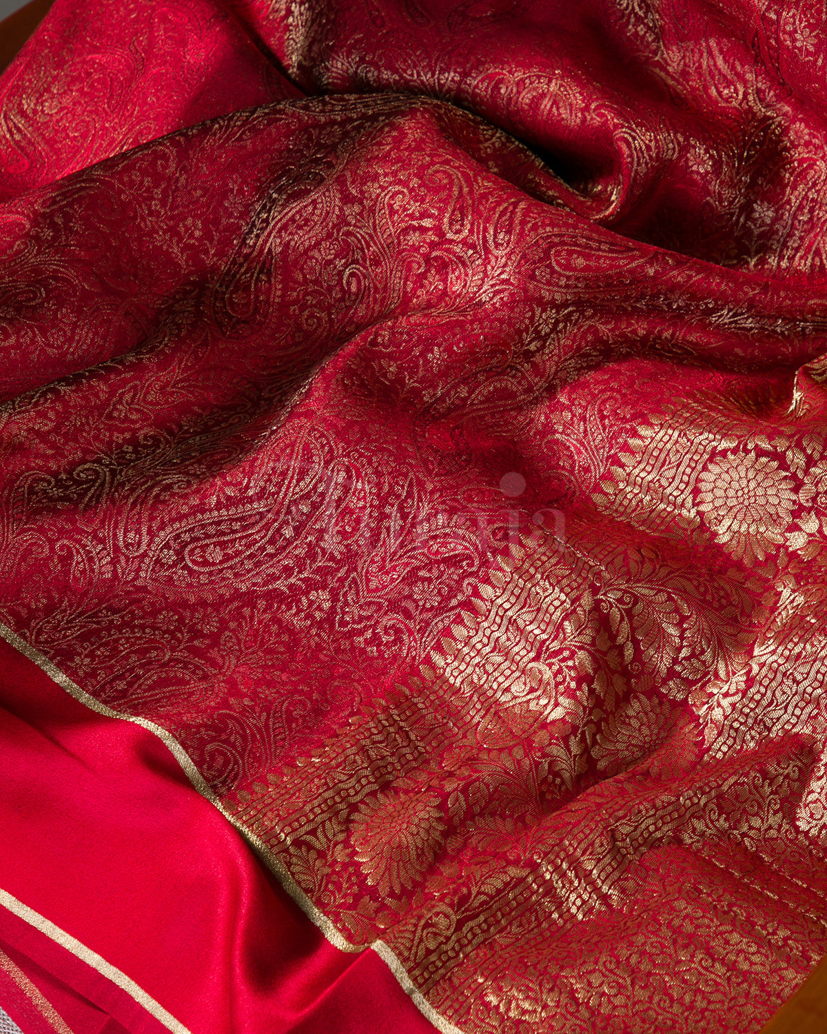 Royal Keri - Red Mysore Crepe Silk Saree (Copy)