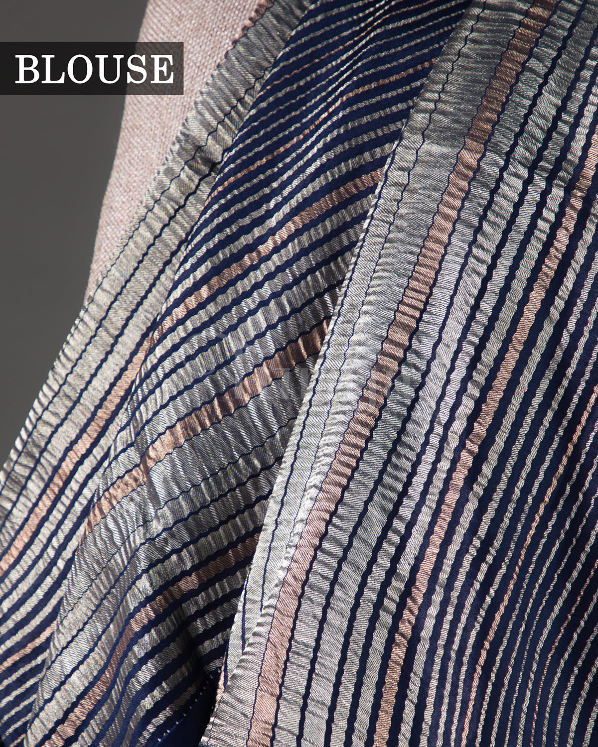 Rustic Bird: Navy Blue Mysore Crepe Silk Saree