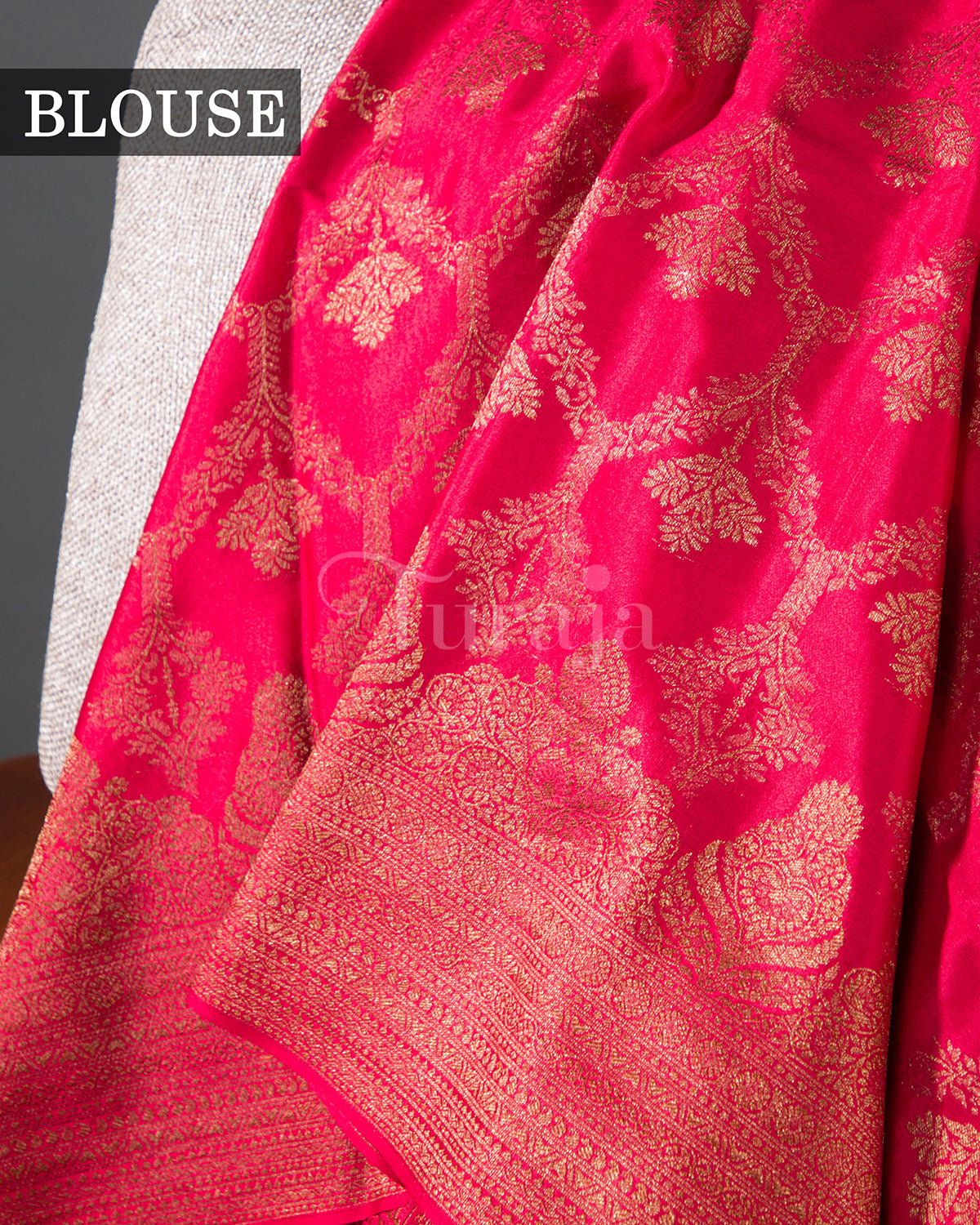 Antique Border: Red Mysore Crepe Silk Saree
