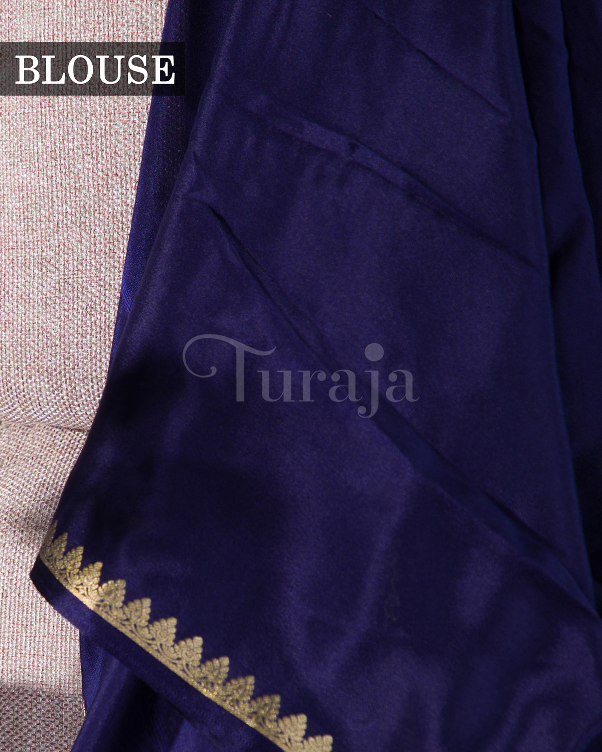 Kalga: Navy Blue Mysore Crepe Silk Saree