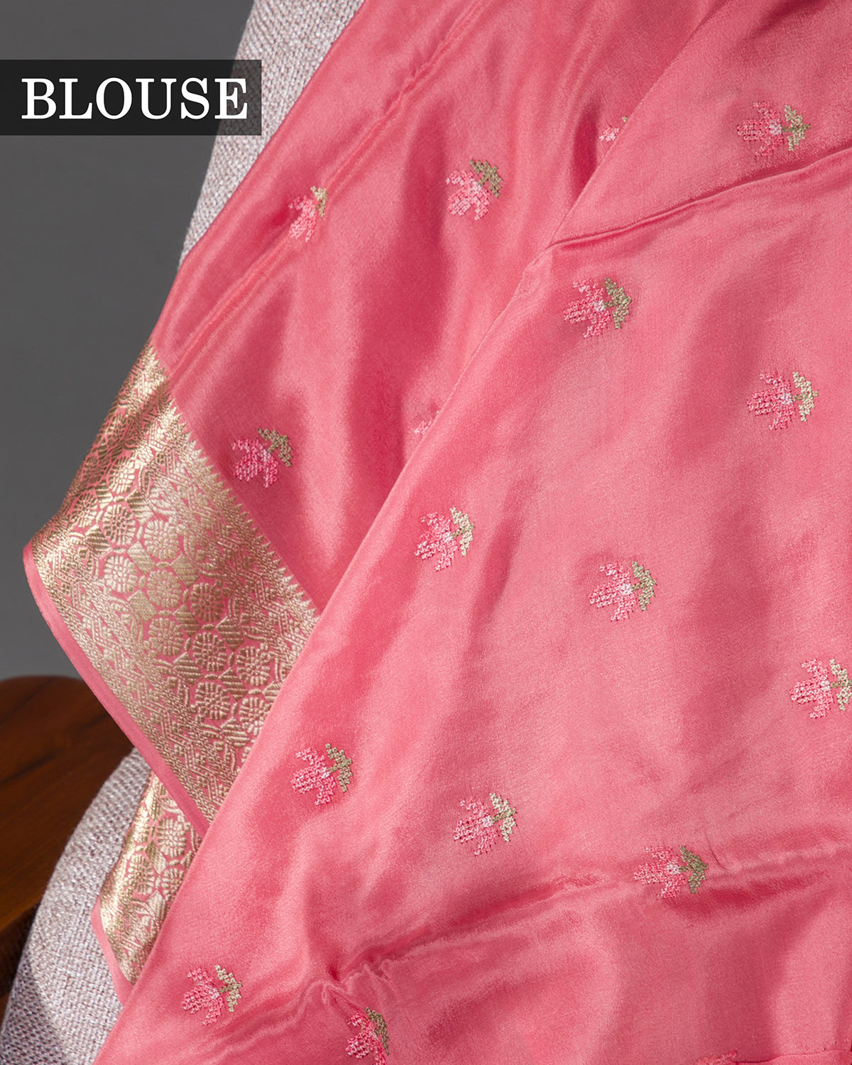 Floral Ari - Gajri Pink Mysore Crepe Silk Saree