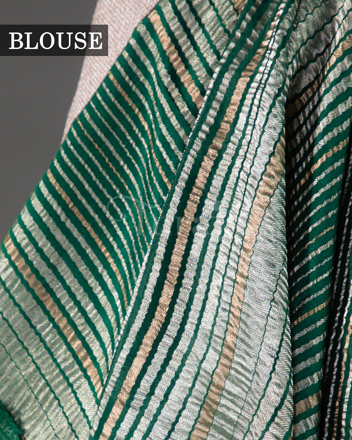 Rustic Bird: Green Mysore Crepe Silk Saree