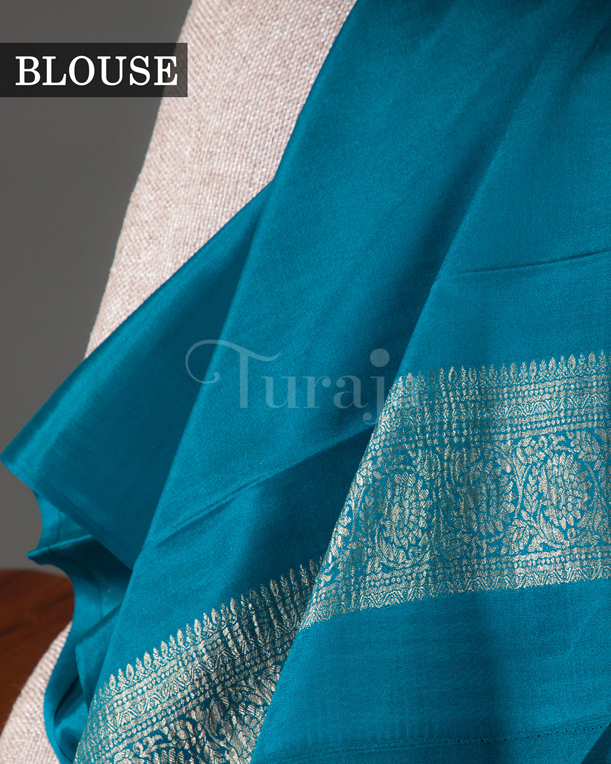 Stripes Saga: Rama Blue Mysore Crepe Silk Saree