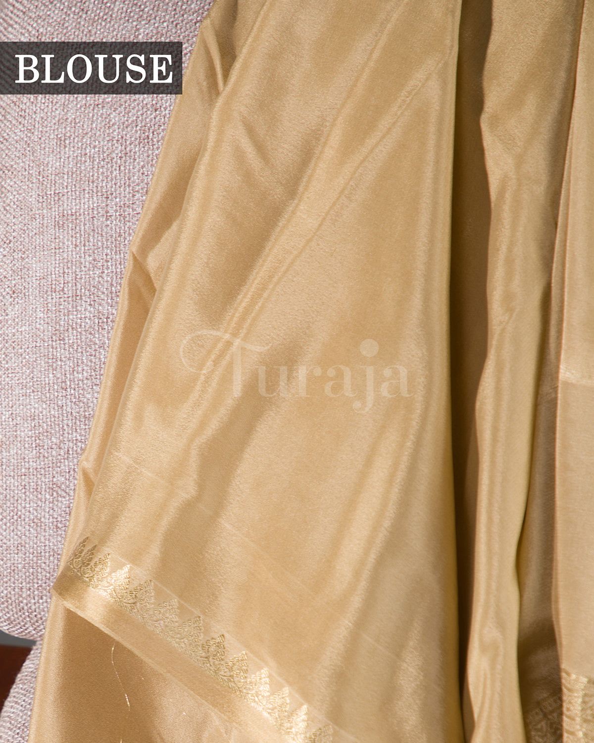 Kalga: Beige Mysore Crepe Silk Saree