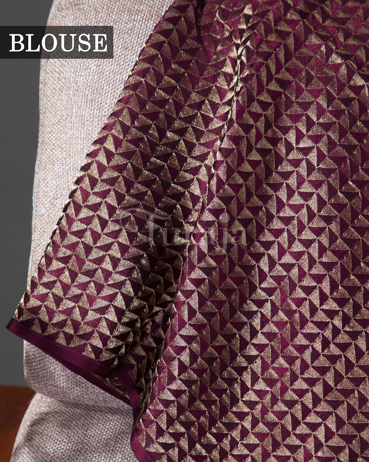 Stripes & Satin: Wine Mysore Crepe Silk Saree - view5