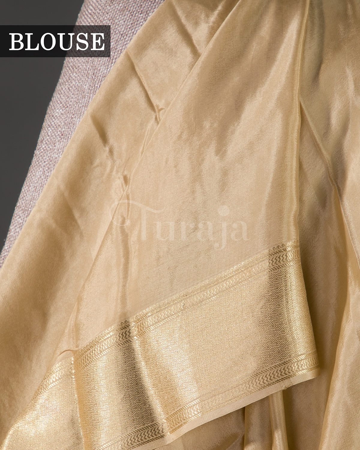 Phoolkari Jaal Brocade: Beige Mysore Crepe Silk Saree