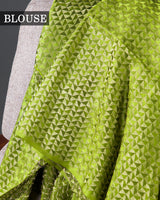 Stripes & Satin: Mehendi Green Mysore Crepe Silk Saree-view5