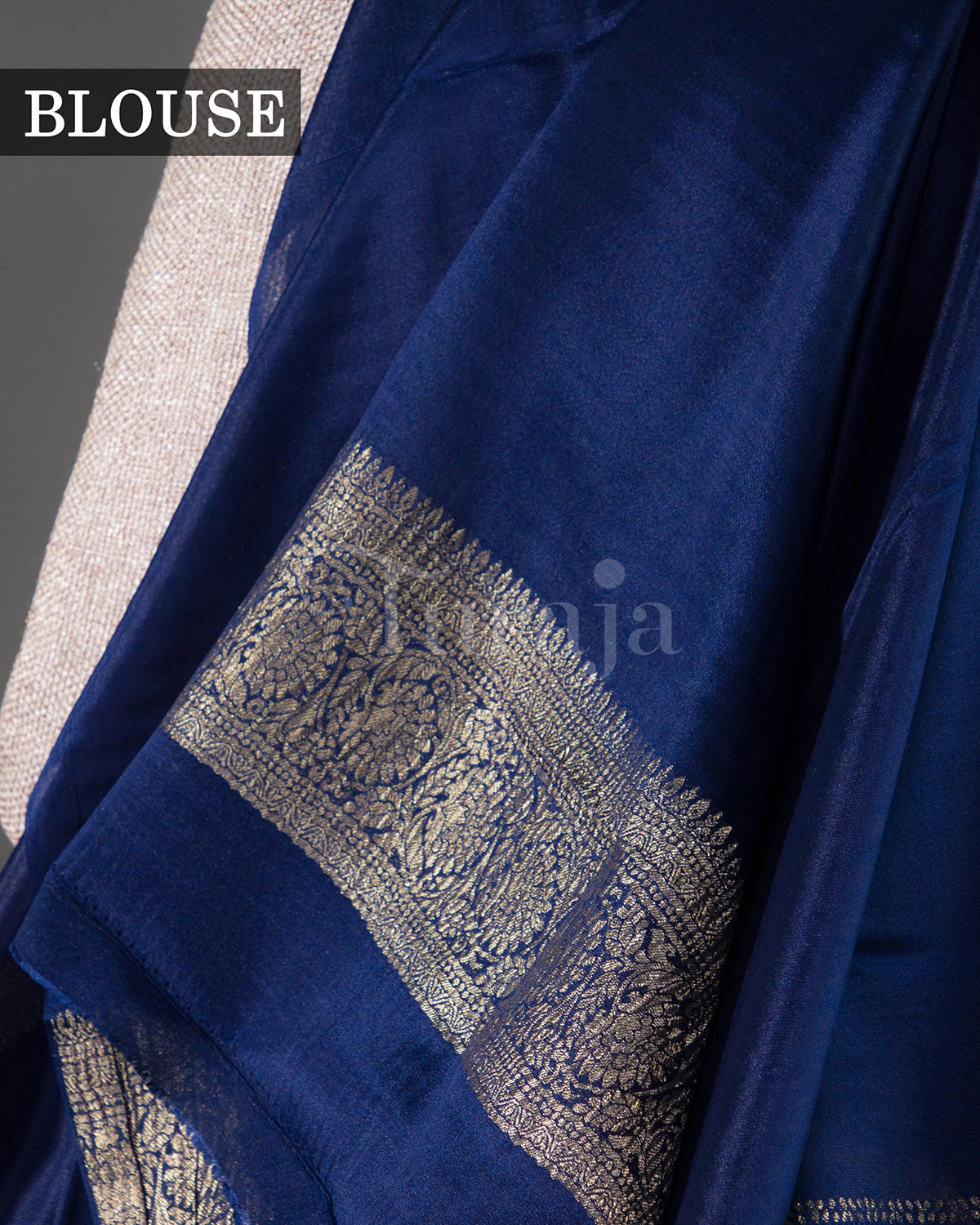 Stripes Saga: Navy Blue Mysore Crepe Silk Saree