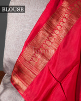 Dual Tone Brocade Contrast: Wine & Red Mysore Crepe Silk Saree-view5