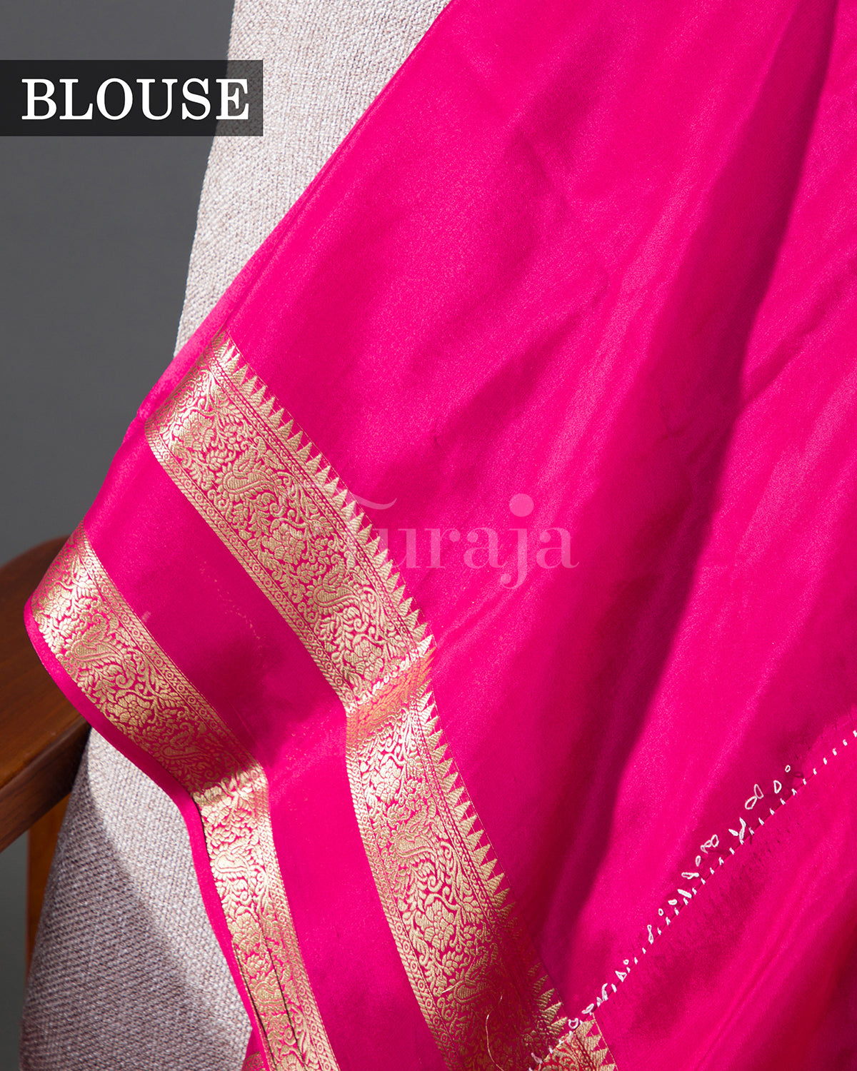 Royal Contrast: Rani Pink & Orange Mysore Crepe Silk Saree