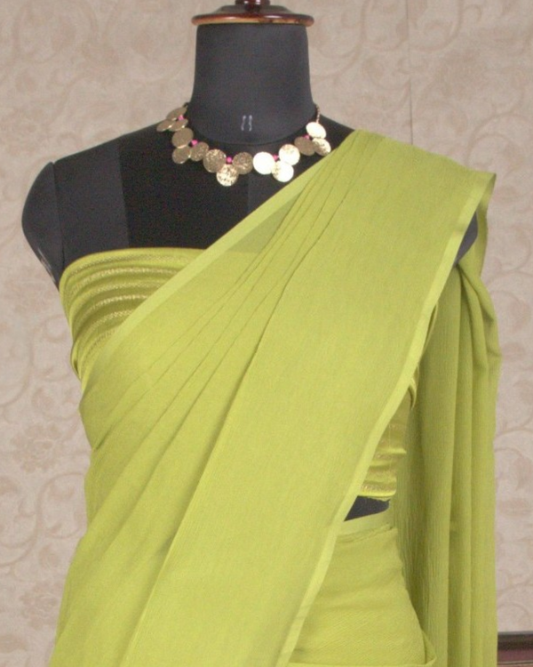 PLAIN CHIFFON SAREE - SAGE GREEN