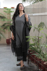 Grey Chanderi Suit Set