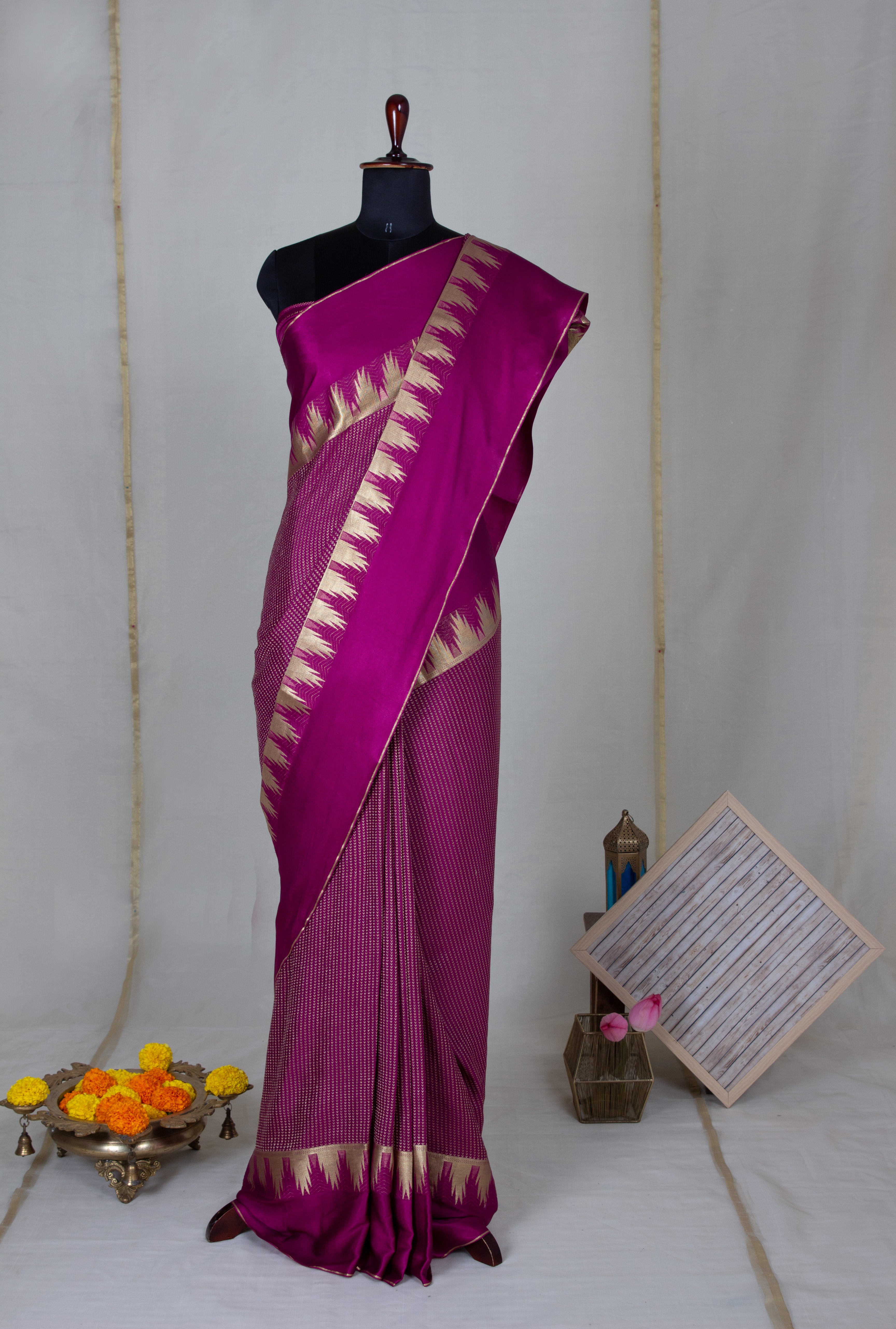 Minimal Muse: Purple Mysore Crepe Silk Saree