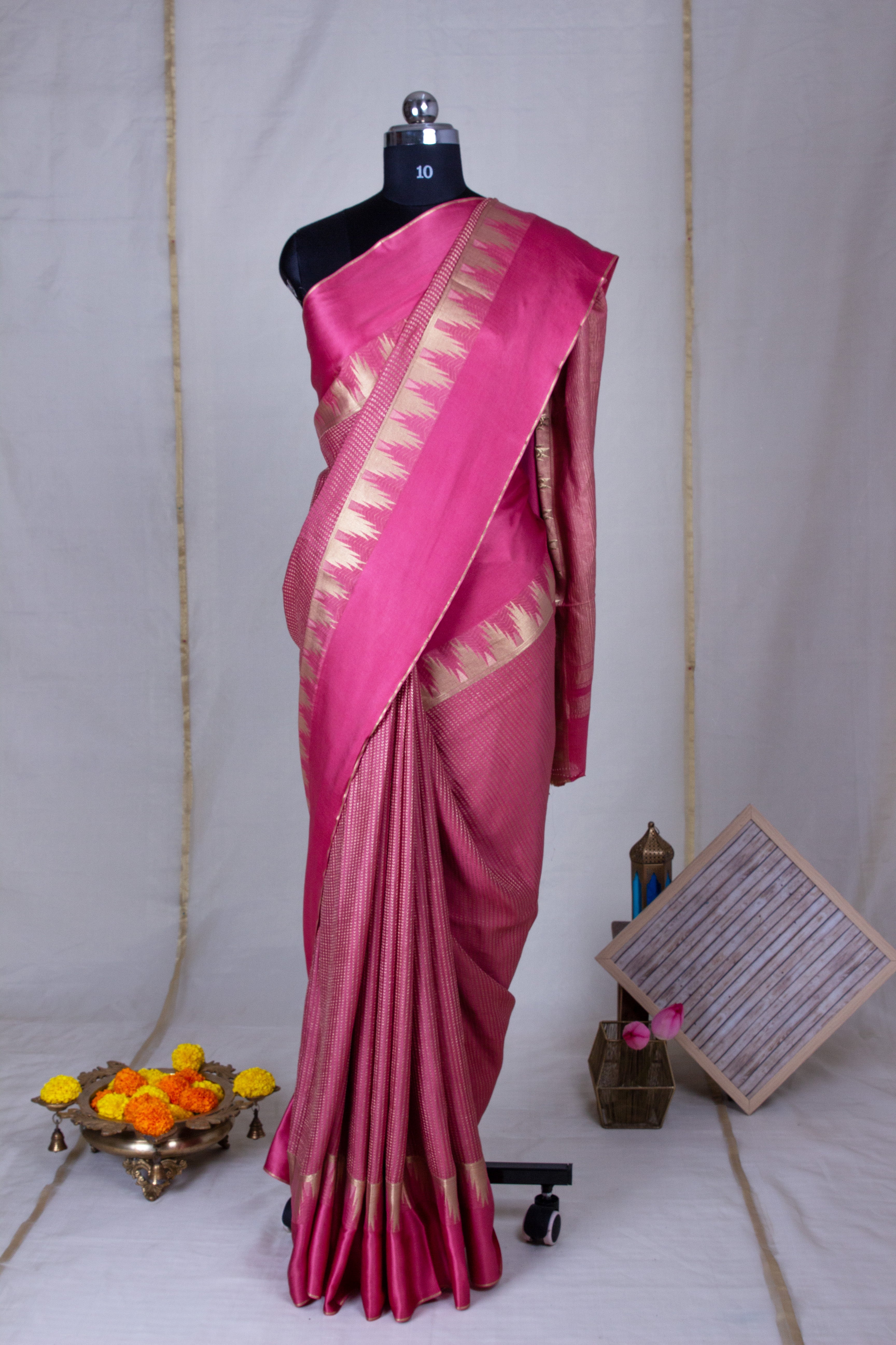 Minimal Muse: Blush Pink Mysore Crepe Silk Saree