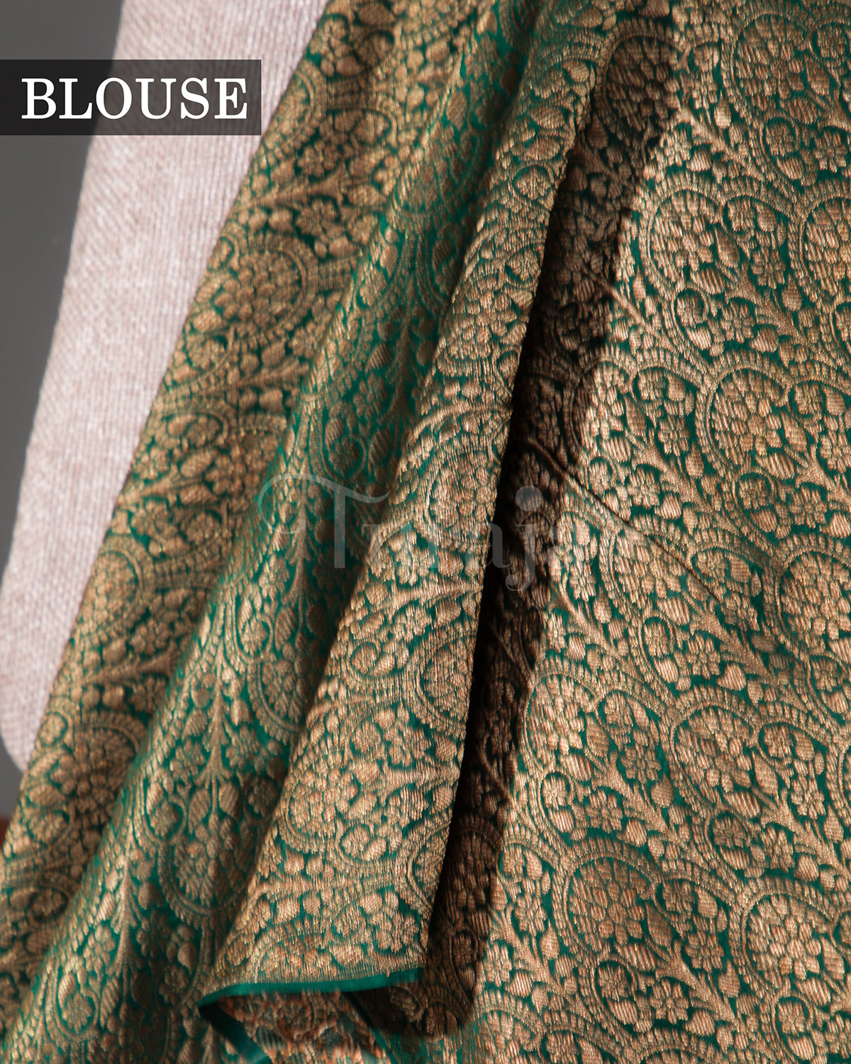 (Rashmika Mandanna Design) Saanjh: Bottle green Brocade Mysore Crepe Silk Saree