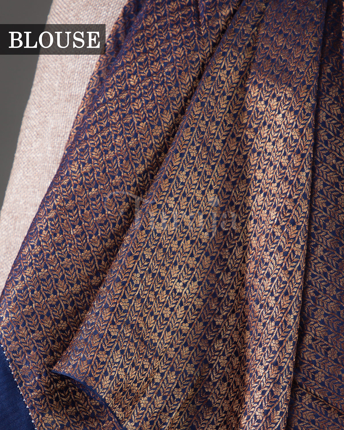 (Rashmika Mandanna Design) Saanjh: Navy Blue Brocade Mysore Crepe Silk Saree
