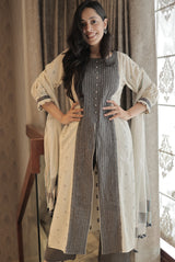 Off white pure handloom cotton suit set