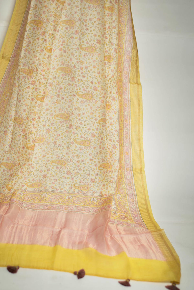 A women wearing yellow pure chanderi salwar suit, Indian wear for women