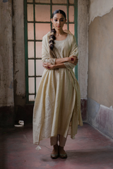 A women wearing beige chanderi salwar suit, ethnic wear for women