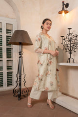 A women wearing vintage green pure chanderi angrakha, ethnic wear for women
