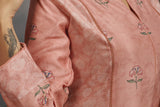 A women wearing peach pink chanderi printed kurti, ethnic wear for women