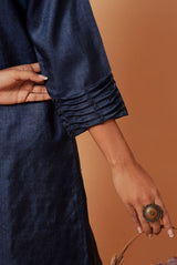 A women wearing blue pure tussar kurti set, ethnic wear for women