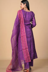 A women wearing purple pure tussar salwar suit, party wear for women