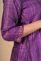 A women wearing purple pure tussar salwar suit, party wear for women