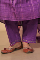 A women wearing purple pure tussar salwar suit, party wear for women