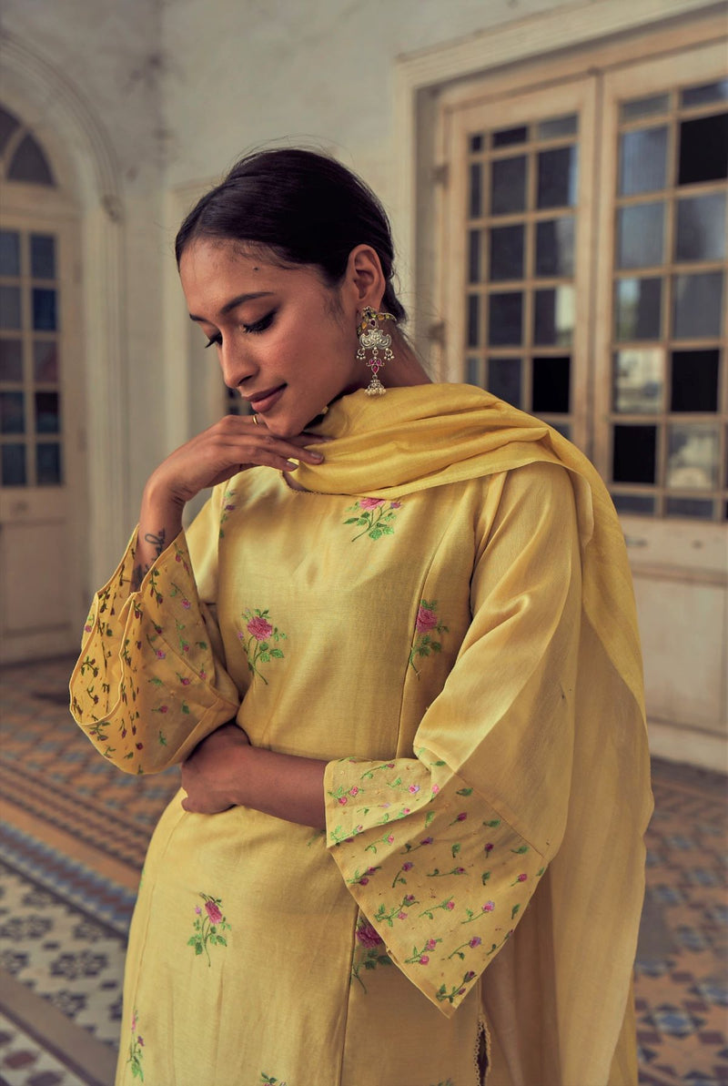 Yellow pure chanderi