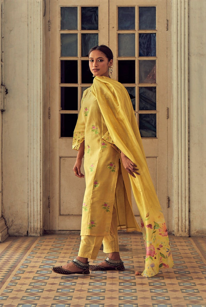 Yellow pure chanderi